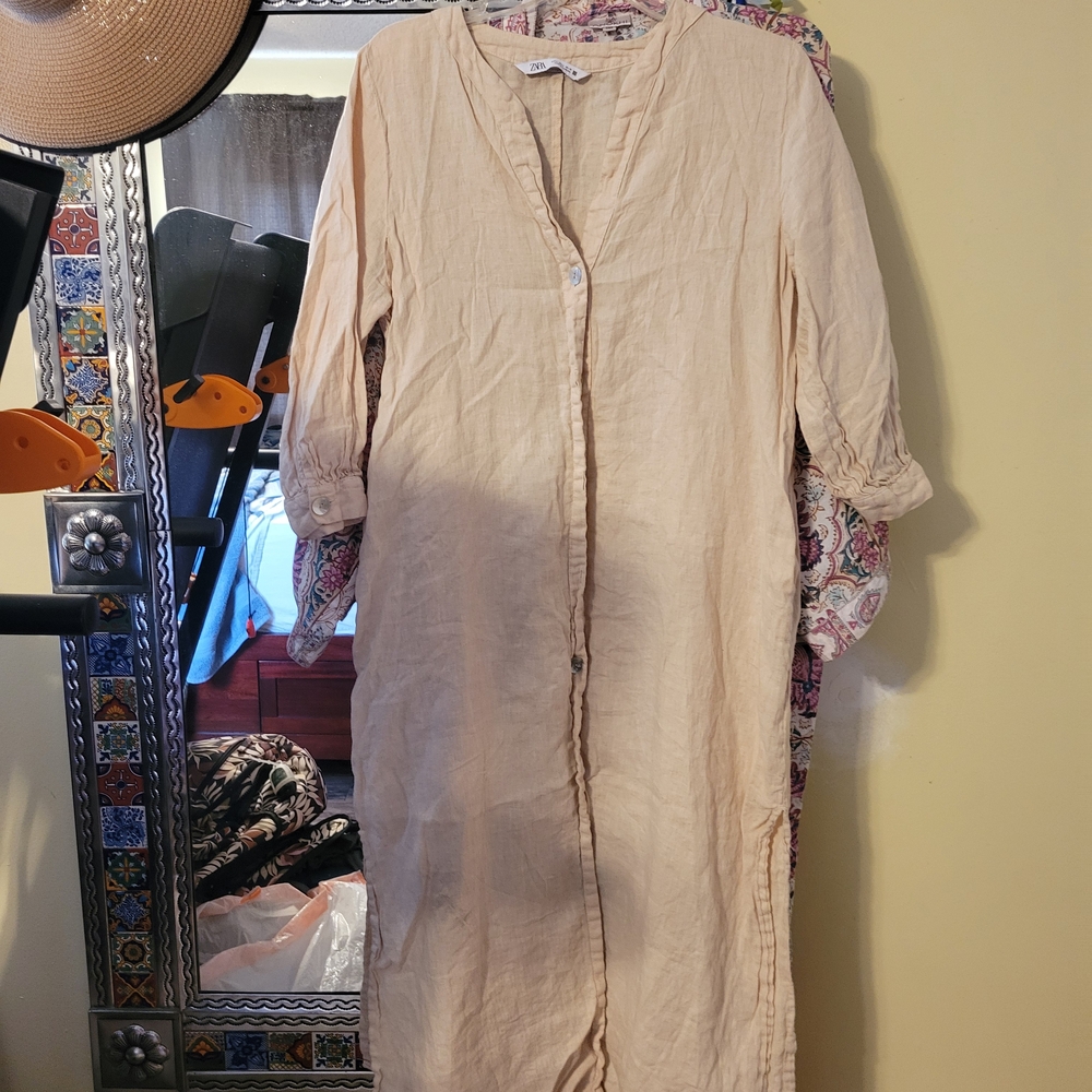 Zara Beige Button-Down Dress